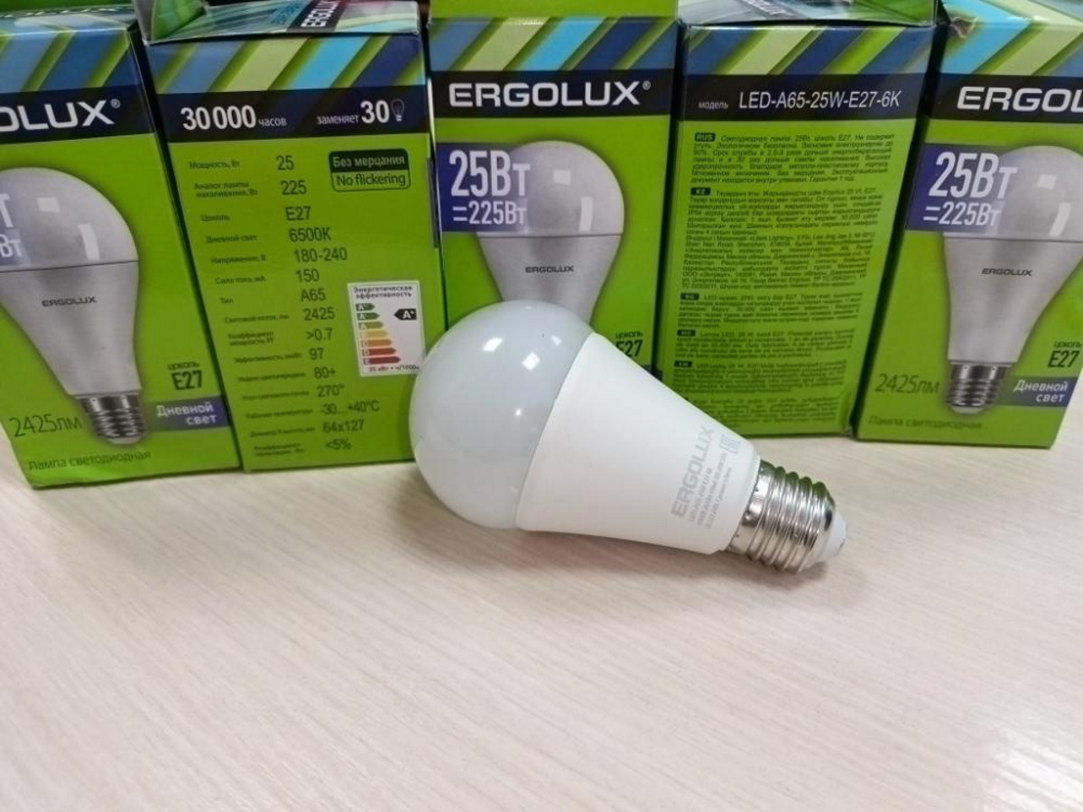 Лампа светодиодная торговой марки «ERGOLUX» модель LED-A65-25W-E27-6K