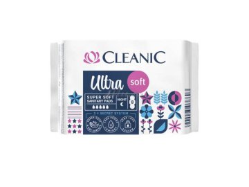 Прокладки гигиенические CLEANIC Ultra soft Night ночные женские, 8 шт