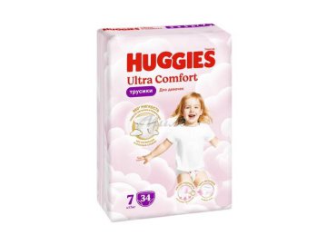 Подгузники-трусики детские одноразовые HUGGIES Ultra Comfort Girl 7 (>17 кг), 34 шт