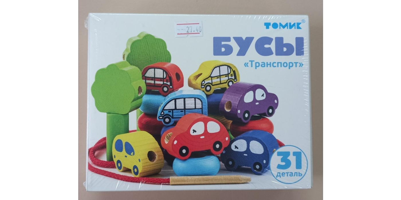 Игрушка торговой марки «ТОМИК»: счетный материал «Бусы» «Транспорт» (31 деталь) артикул 1-73, для детей старше трех лет